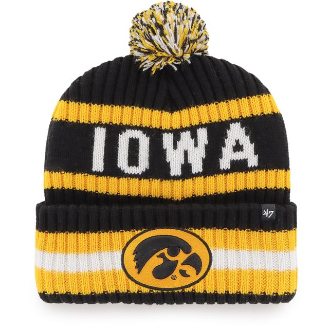 Bonnet en tricot à revers Iowa Hawkeyes Bering '47 pour homme avec pompon