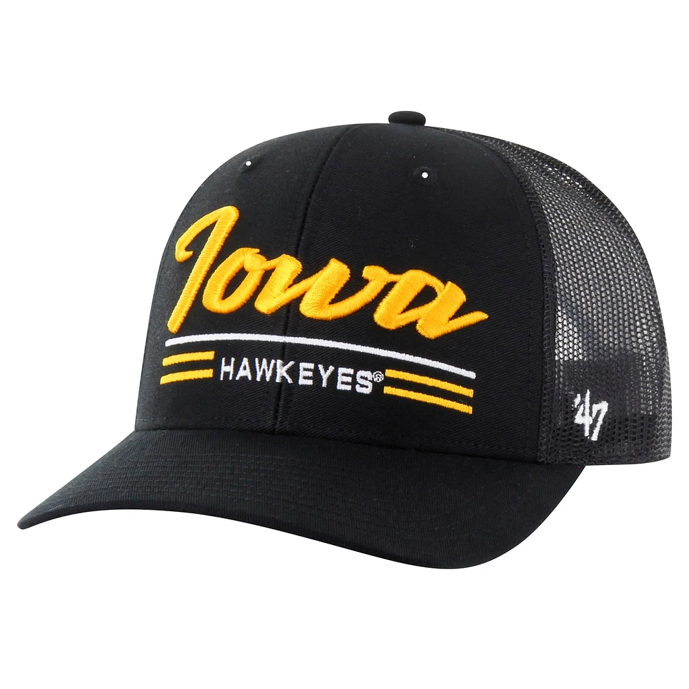 Men's '47 Black Iowa Hawkeyes Garner Trucker Adjustable Hat