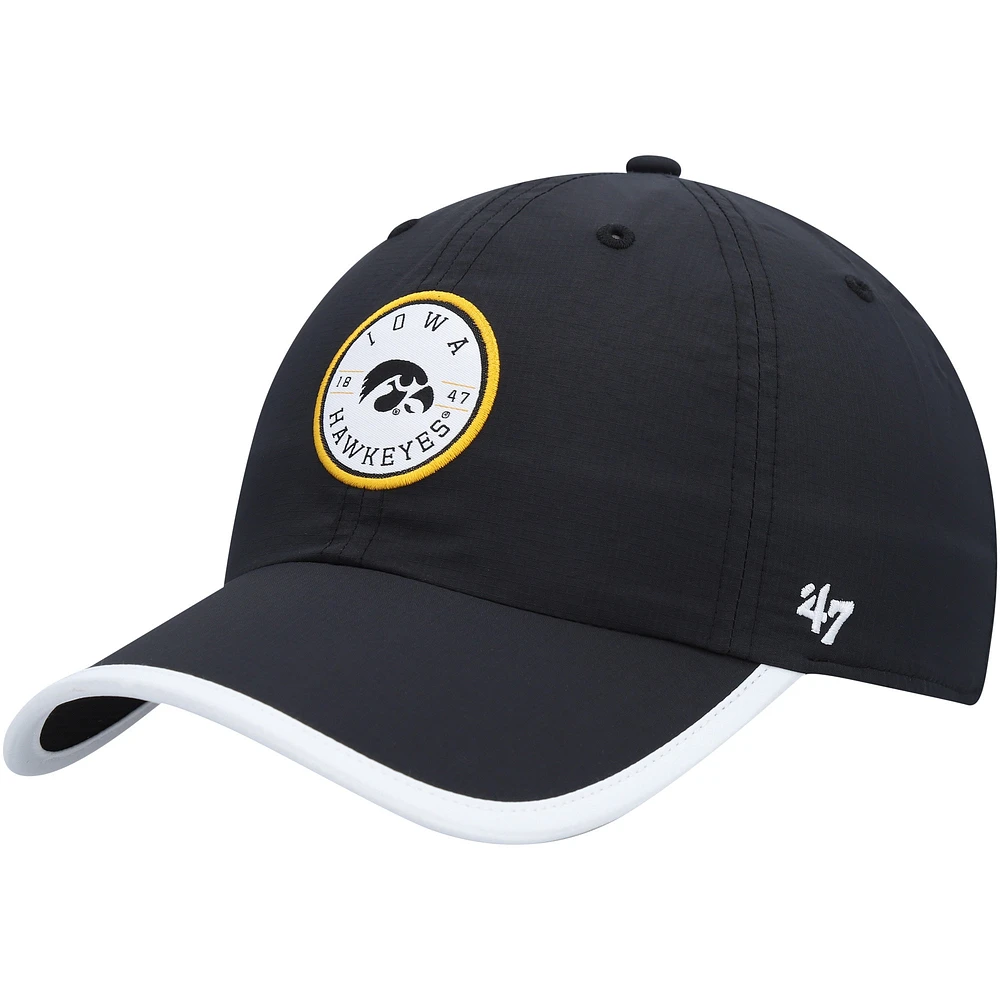 Men's '47  Black Iowa Hawkeyes Microburst Clean Up Adjustable Hat