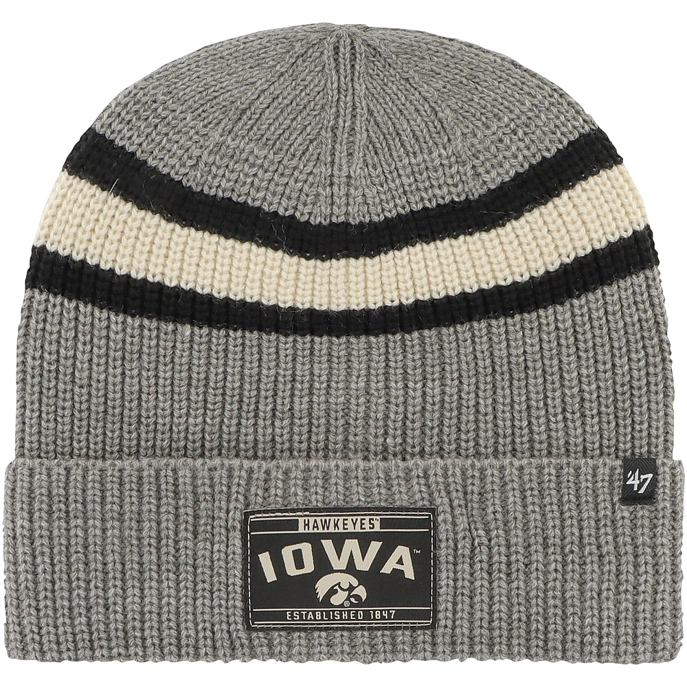 Bonnet en tricot à revers '47 Charcoal Iowa Hawkeyes Penobscot pour hommes