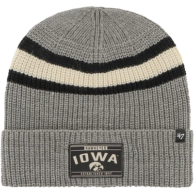 Bonnet en tricot à revers '47 Charcoal Iowa Hawkeyes Penobscot pour hommes