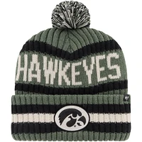 Bonnet en tricot à revers Bering pour hommes '47 vert Iowa Hawkeyes OHT Military Appréciation avec pompon