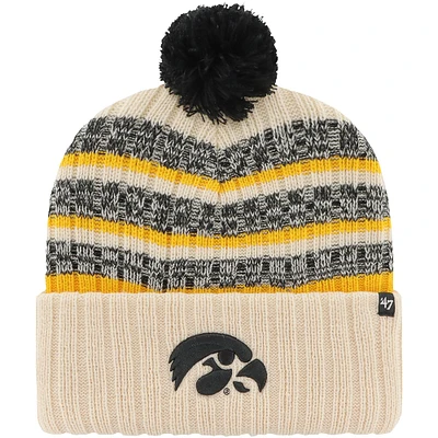 Bonnet en tricot à revers '47 Kaki Iowa Hawkeyes Tavern pour hommes avec pompon