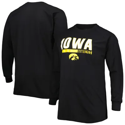 Iowa Hawkeyes Big & Tall Two-Hit Raglan Long Sleeve T-Shirt - Black