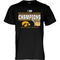 Men's Blue 84 Black Iowa Hawkeyes 2022 Big Ten Basketball Conference Tournament Champions T-Shirt