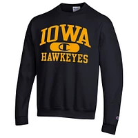 Sweat-shirt noir Champion Iowa Hawkeyes Arch Pill pour homme