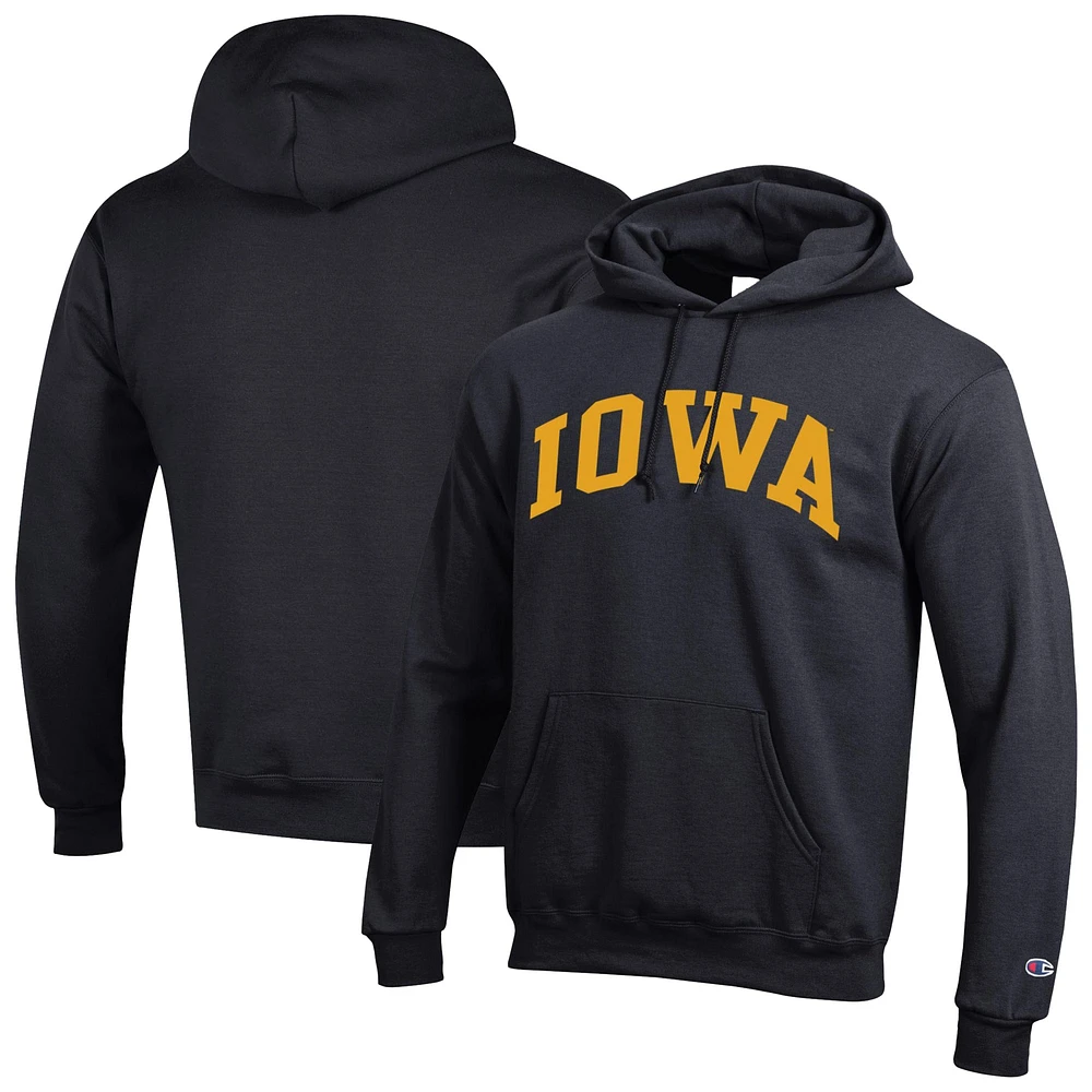 Men's Champion Black Iowa Hawkeyes Basic Arch Fleece Pullover Hoodie