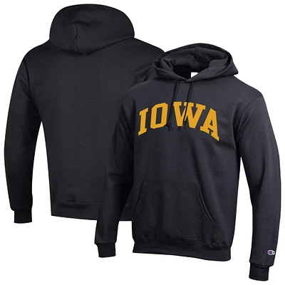 Men's Champion  Black Iowa Hawkeyes Basic Arch Fleece Pullover Hoodie