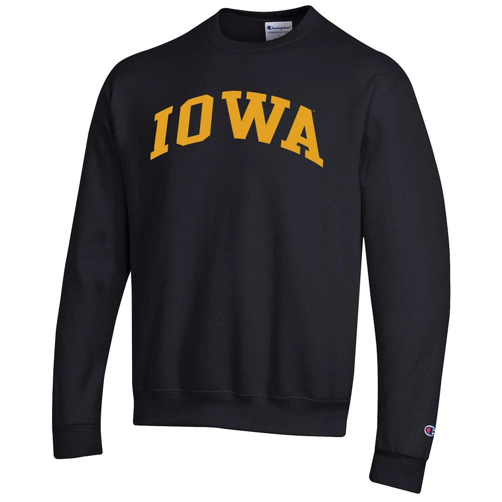 Men's Champion  Black Iowa Hawkeyes Basic Arch Fleece Pullover Sweatshirt