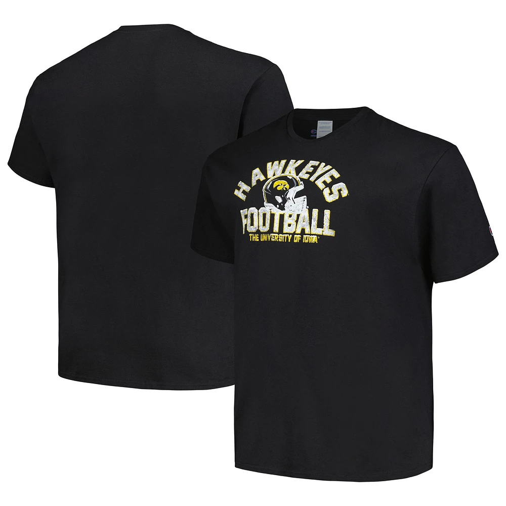 T-shirt noir avec casque de football Champion Iowa Hawkeyes Big & Tall pour hommes