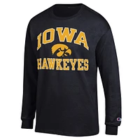 T-shirt à manches longues Champion Iowa Hawkeyes High Motor pour homme, noir