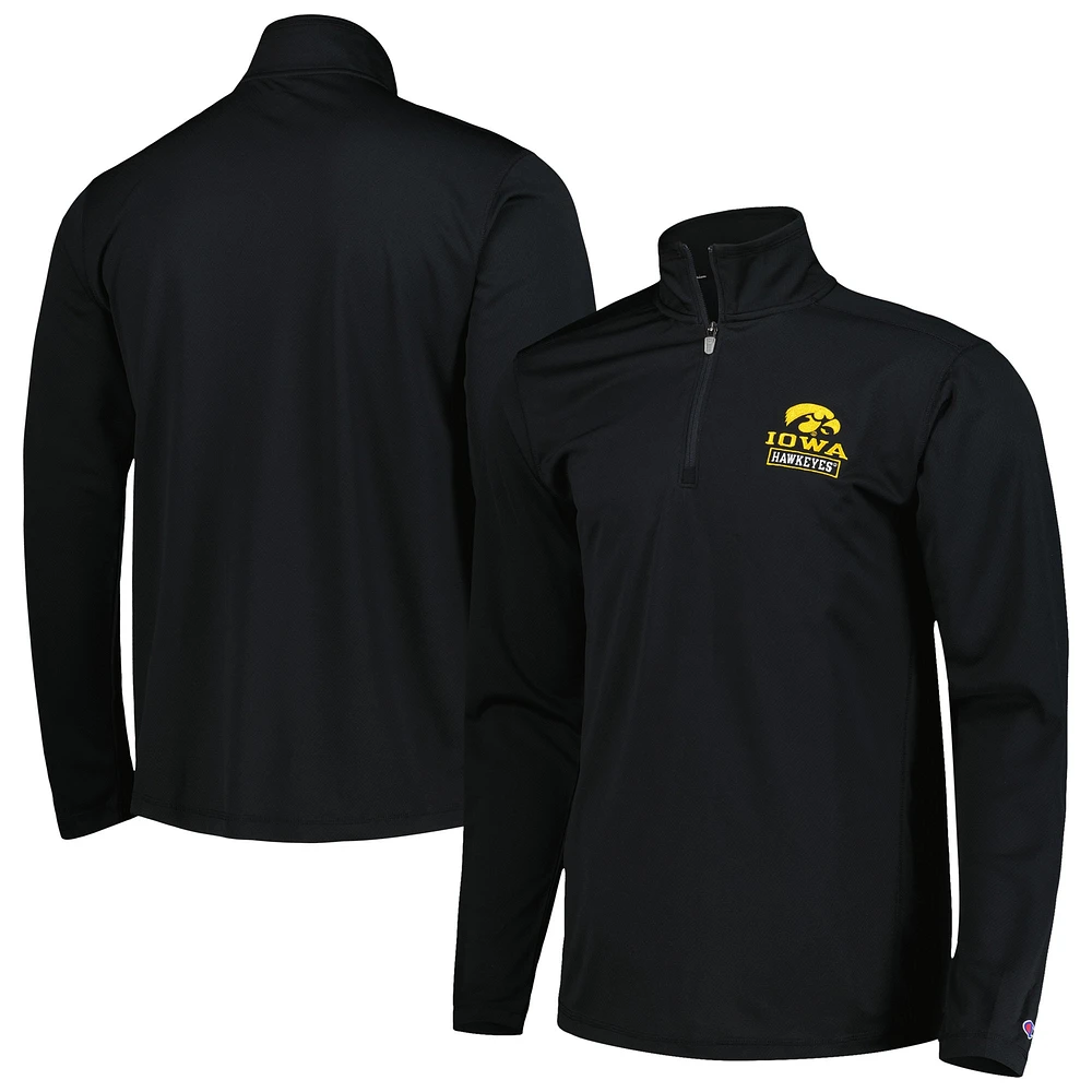 Veste texturée à quart de zip Champion Iowa Hawkeyes pour homme, noire