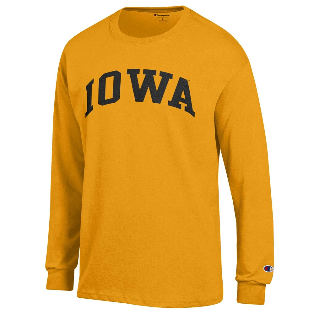 T-shirt à manches longues Champion Gold Iowa Hawkeyes Basic Arch pour homme