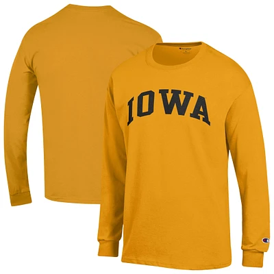 T-shirt à manches longues Champion Gold Iowa Hawkeyes Basic Arch pour homme