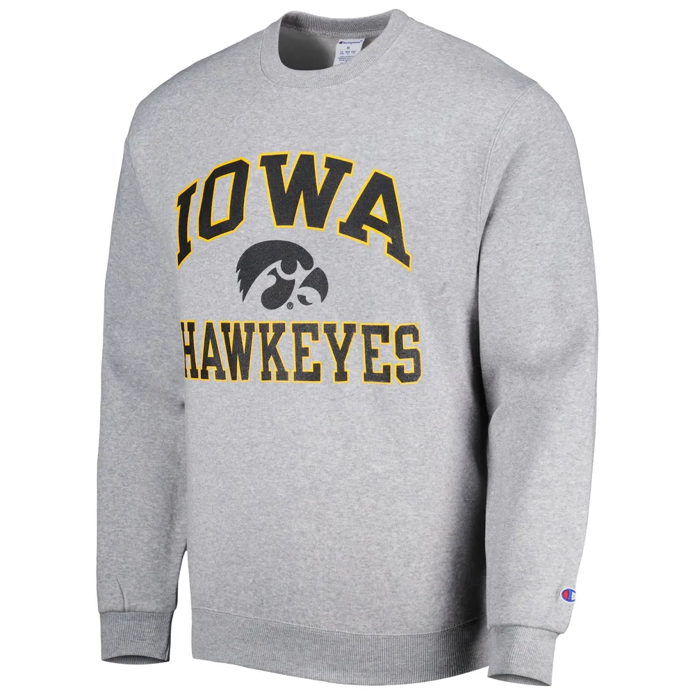 Men's Champion Heather Gray Iowa Hawkeyes High Motor Pullover Sweatshirt