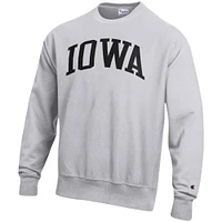 Sweat à capuche gris chiné Iowa Hawkeyes Arch Reverse Weave Champion pour homme