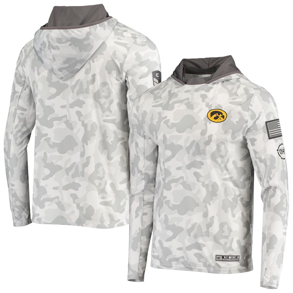 Men's Colosseum Arctic Camo Iowa Hawkeyes OHT Military Appreciation Long Sleeve Hoodie Top