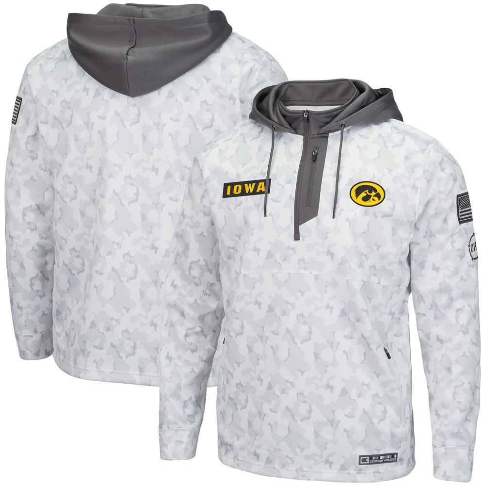 Men's Colosseum Arctic Camo Iowa Hawkeyes OHT Military Appreciation Quarter-Zip Hoodie