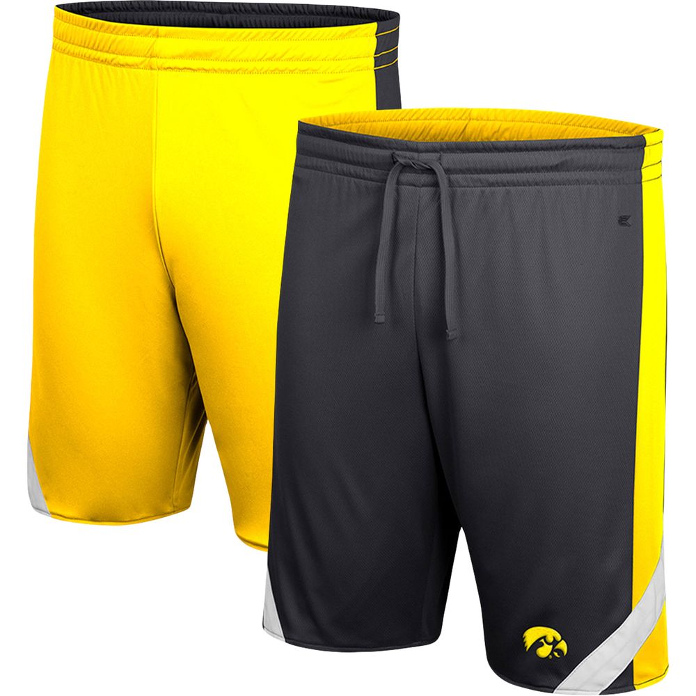 Men's Colosseum Black/Gold Iowa Hawkeyes Am I Wrong Reversible Shorts