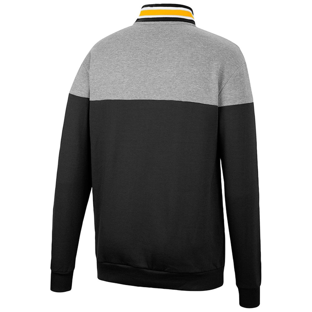 Men's Colosseum Black/Heather Gray Iowa Hawkeyes Be the Ball Quarter-Zip Top