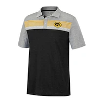 Polo léger Iowa Hawkeyes Caddy Colosseum pour homme, noir/gris chiné