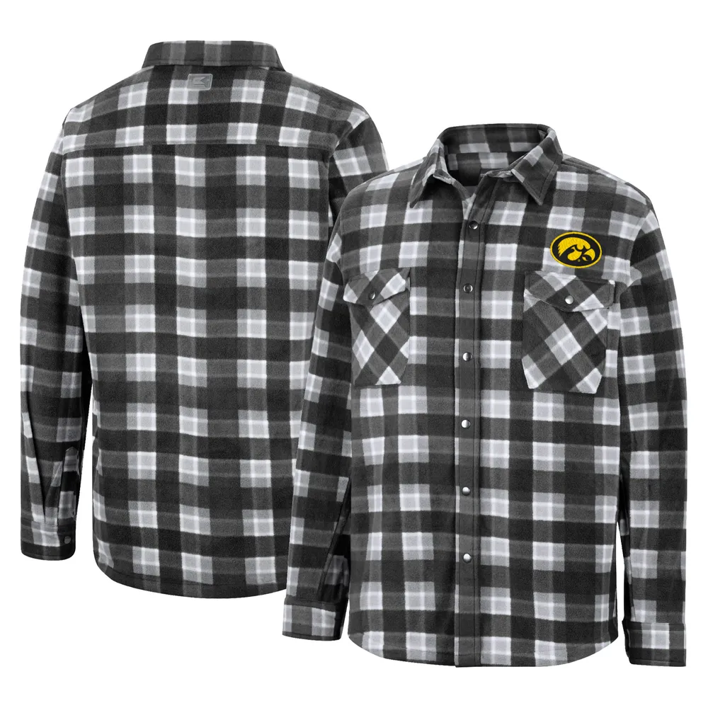 Colosseum pour homme noir/blanc Iowa Hawkeyes Ellis Plaid Full-Snap Shirt Jacket