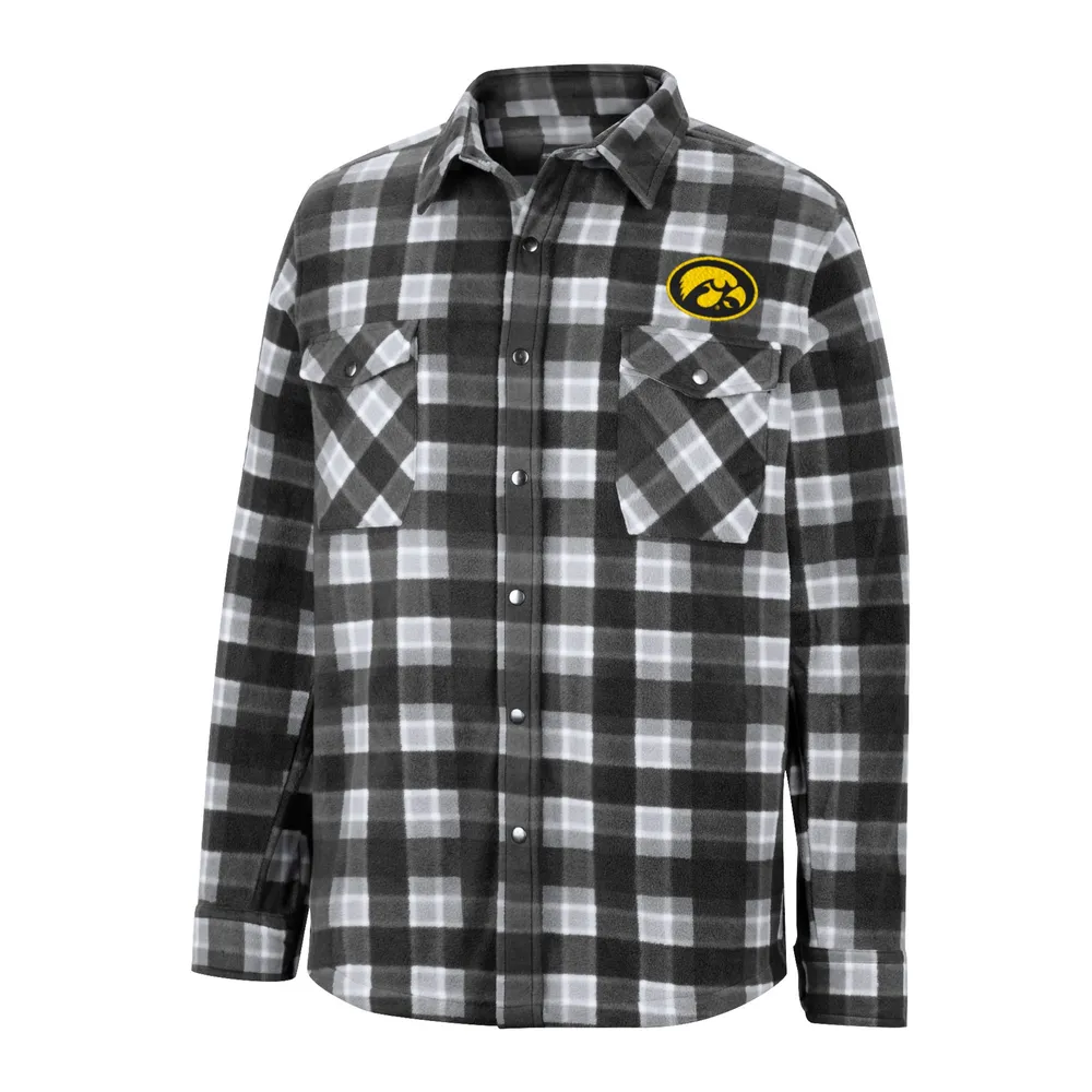 Colosseum pour homme noir/blanc Iowa Hawkeyes Ellis Plaid Full-Snap Shirt Jacket