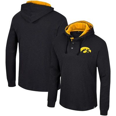 T-shirt à capuche thermique affirmatif Colosseum Black Iowa Hawkeyes pour hommes