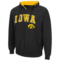 Men's Colosseum Black Iowa Hawkeyes Arch & Logo 3.0 Full-Zip Hoodie