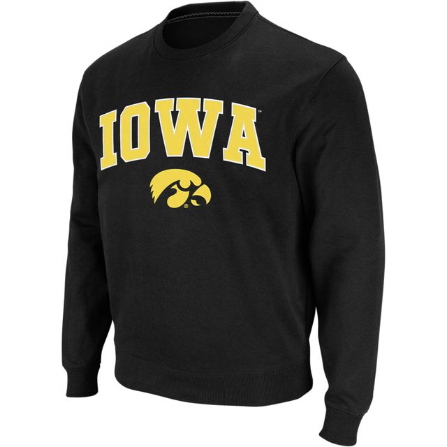 Colosseum Black Iowa Hawkeyes Arch & Logo Crew Neck Sweat-shirt pour homme