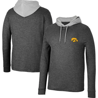 Iowa Hawkeyes Colosseum Ballot Waffle-Knit Thermal Long Sleeve Hoodie T-Shirt - Black