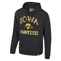 Men's Colosseum Black Iowa Hawkeyes Big & Tall Cap E-Tan Pullover Hoodie