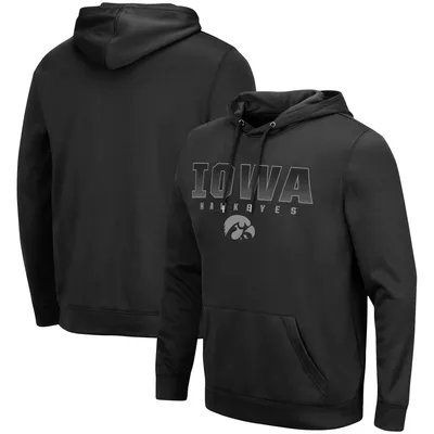 Men's Colosseum Black Iowa Hawkeyes Blackout 3.0 Pullover Hoodie