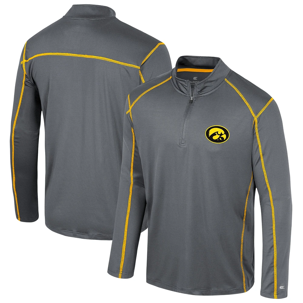 Men's Colosseum Black Iowa Hawkeyes Cameron Quarter-Zip Windshirt