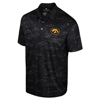 Men's Colosseum Black Iowa Hawkeyes Daly Print Polo