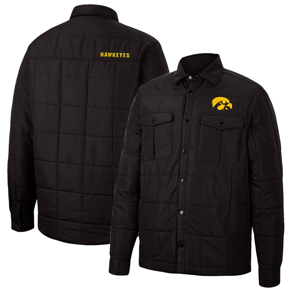 Men's Colosseum Black Iowa Hawkeyes Detonate Quilted Full-Snap Jacket