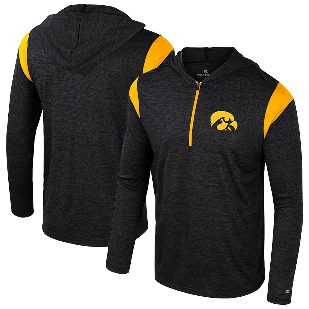 Men's Colosseum Black Iowa Hawkeyes Dozer Half-Zip Windshirt