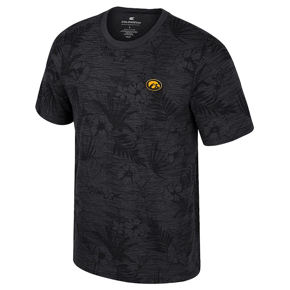 Men's Colosseum Black Iowa Hawkeyes Floral Printed T-Shirt