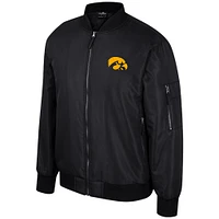 Blouson aviateur entièrement zippé Colosseum noir Iowa Hawkeyes pour hommes