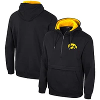 Sweat à capuche demi-zip Colosseum noir Iowa Hawkeyes pour hommes