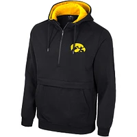 Sweat à capuche demi-zip Colosseum noir Iowa Hawkeyes pour hommes