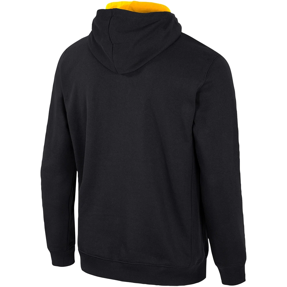 Sweat à capuche demi-zip Colosseum noir Iowa Hawkeyes pour hommes