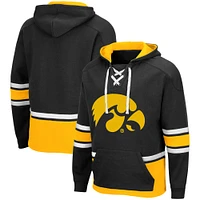 Men's Colosseum Black Iowa Hawkeyes Lace Up 3.0 Pullover Hoodie