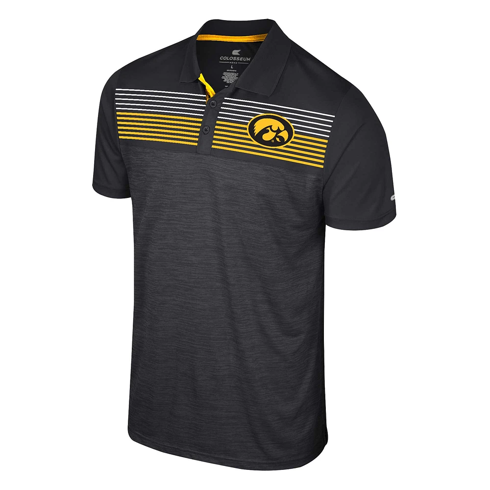 Men's Colosseum Black Iowa Hawkeyes Langmore Polo