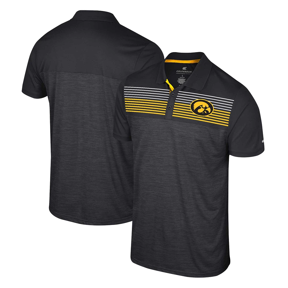 Men's Colosseum Black Iowa Hawkeyes Langmore Polo