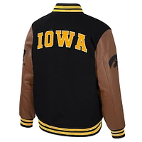 Men's Colosseum  Black Iowa Hawkeyes Letterman Full-Snap Varsity Jacket