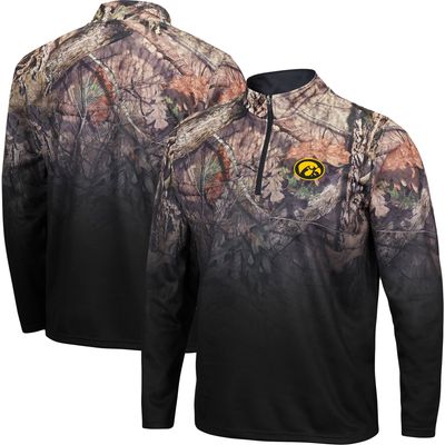 Men's Colosseum Black Iowa Hawkeyes Mossy Oak Fleet II Quarter-Zip Jacket