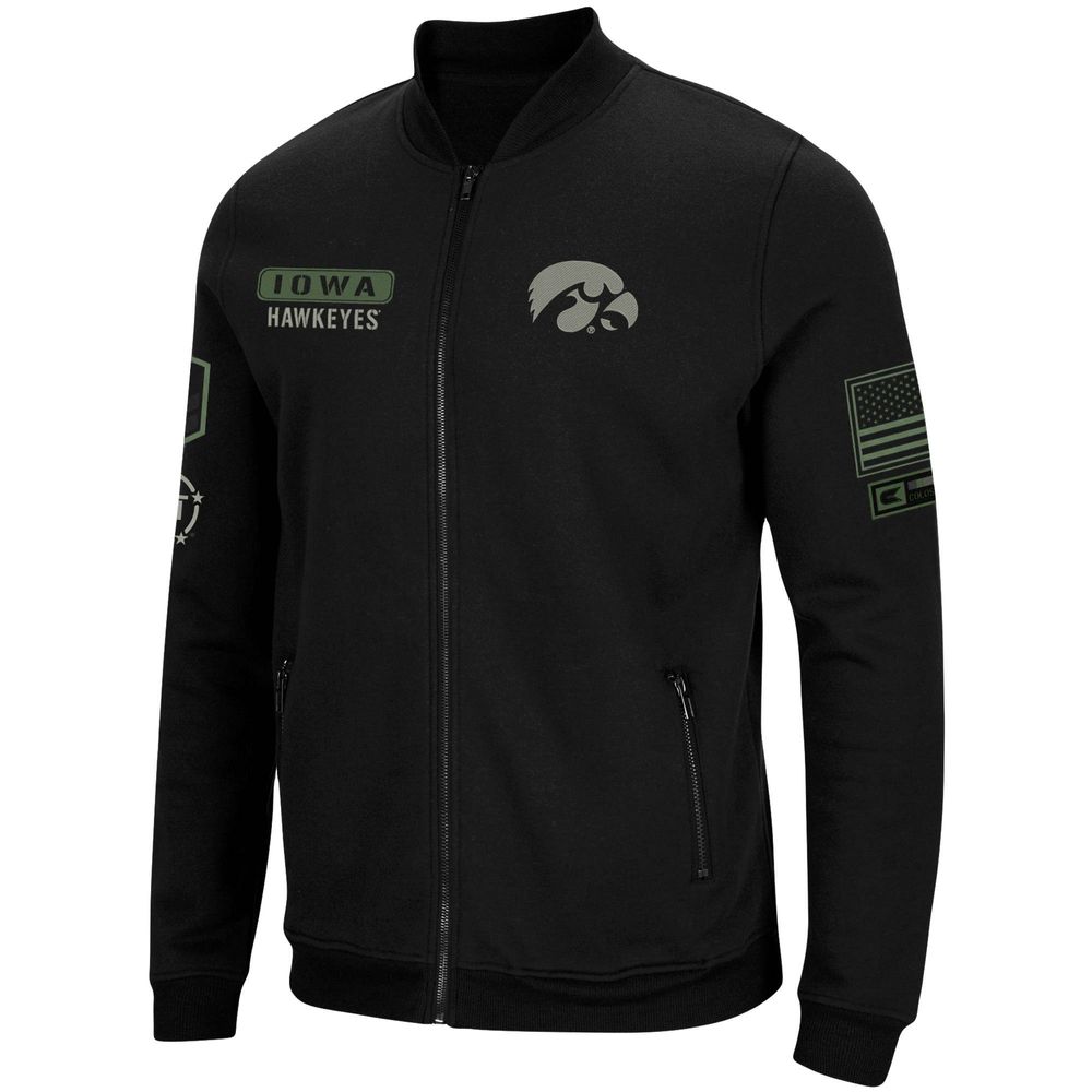 Men's Colosseum Black Iowa Hawkeyes OHT Military Appreciation High-Speed Bomber Full-Zip Jacket