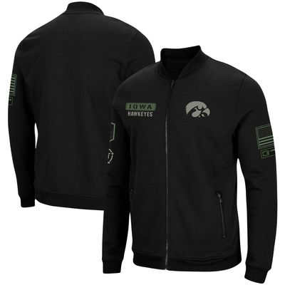 Men's Colosseum Black Iowa Hawkeyes OHT Military Appreciation High-Speed Bomber Full-Zip Jacket