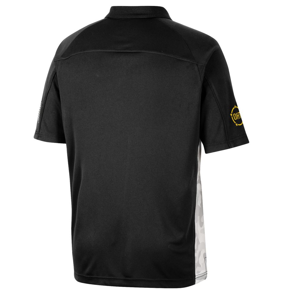 Men's Colosseum Black Iowa Hawkeyes OHT Military Appreciation Snow Camo Polo